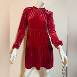 Copper Key Velvet Tiered Dress/red/nwt